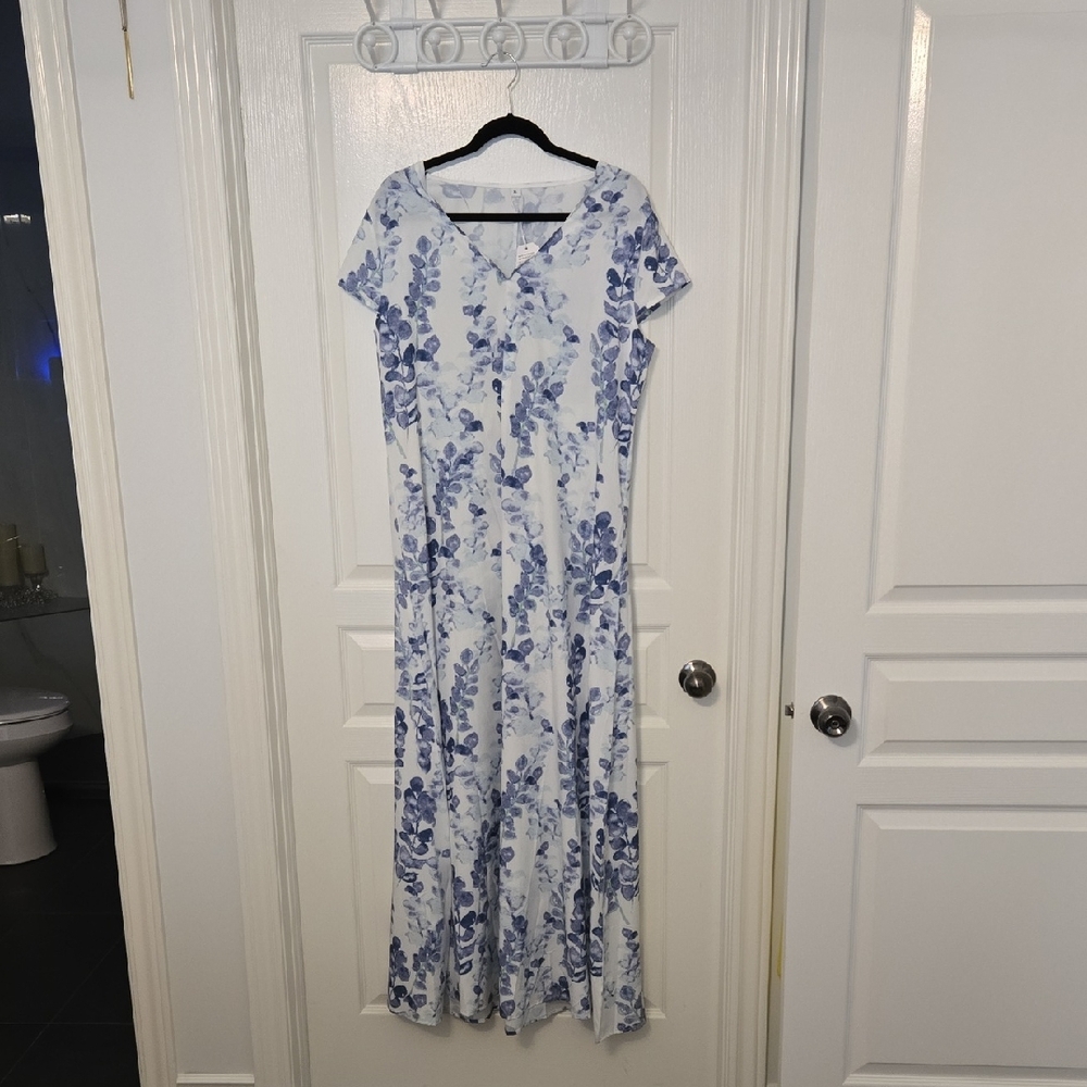 Elegant Blue Flutter Sleeve Maxi Sundress for Weddings